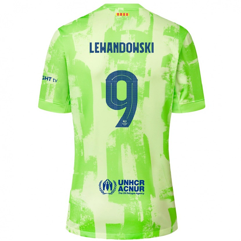 Danxen Enfant Maillot Robert Lewandowski #9 Citron Vert Troisieme 2024/25 T-Shirt