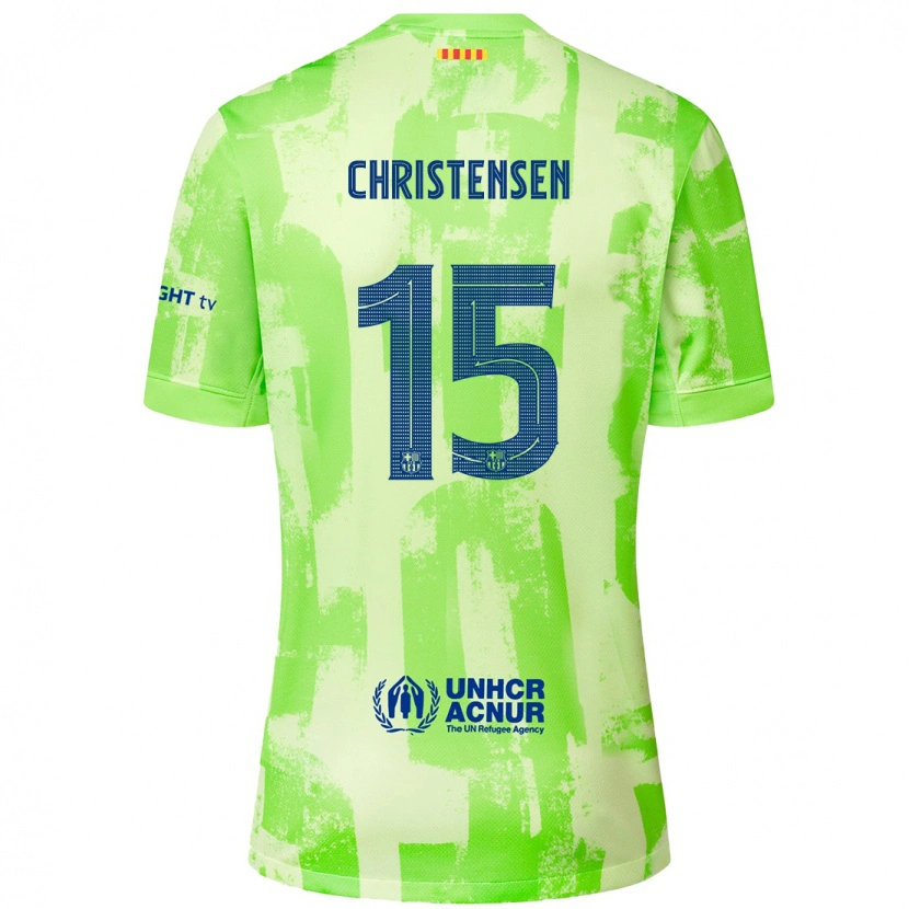 Danxen Enfant Maillot Andreas Christensen #15 Citron Vert Troisieme 2024/25 T-Shirt