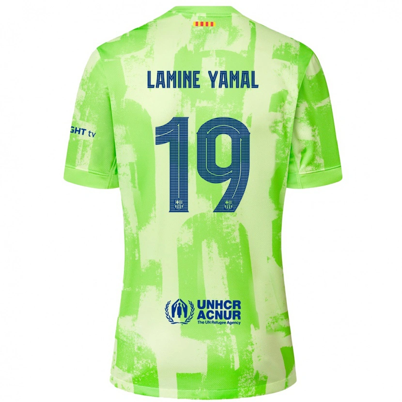 Danxen Enfant Maillot Lamine Yamal #19 Citron Vert Troisieme 2024/25 T-Shirt