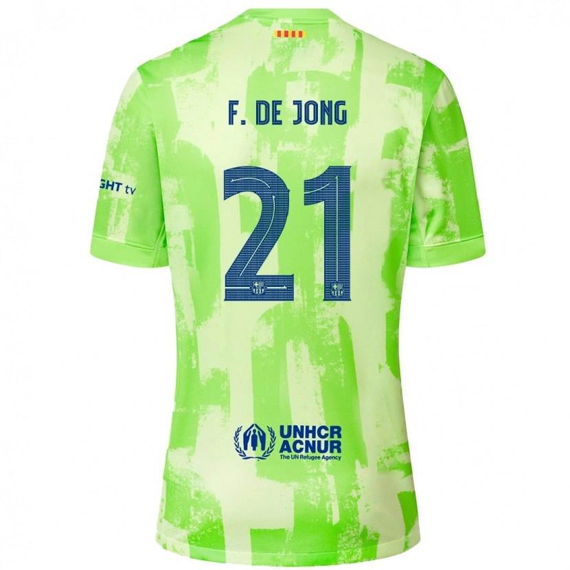 Danxen Enfant Maillot Frenkie De Jong #21 Citron Vert Troisieme 2024/25 T-Shirt