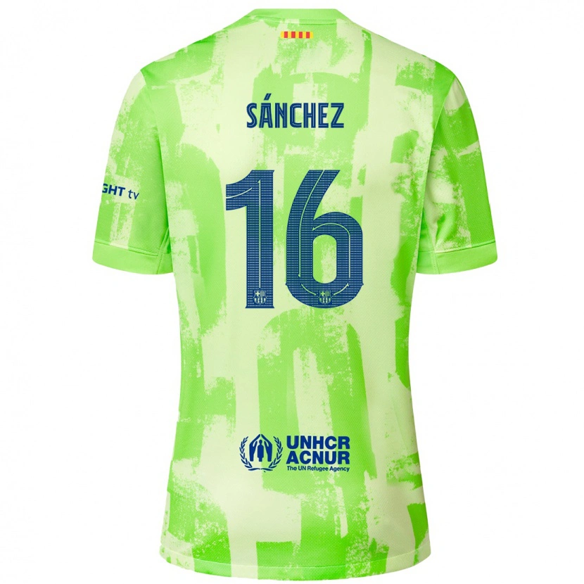 Danxen Enfant Maillot Edu Sánchez #16 Citron Vert Troisieme 2024/25 T-Shirt