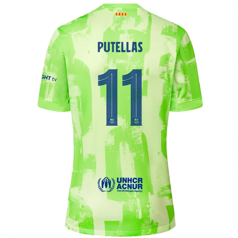 Danxen Enfant Maillot Alexia Putellas #11 Citron Vert Troisieme 2024/25 T-Shirt