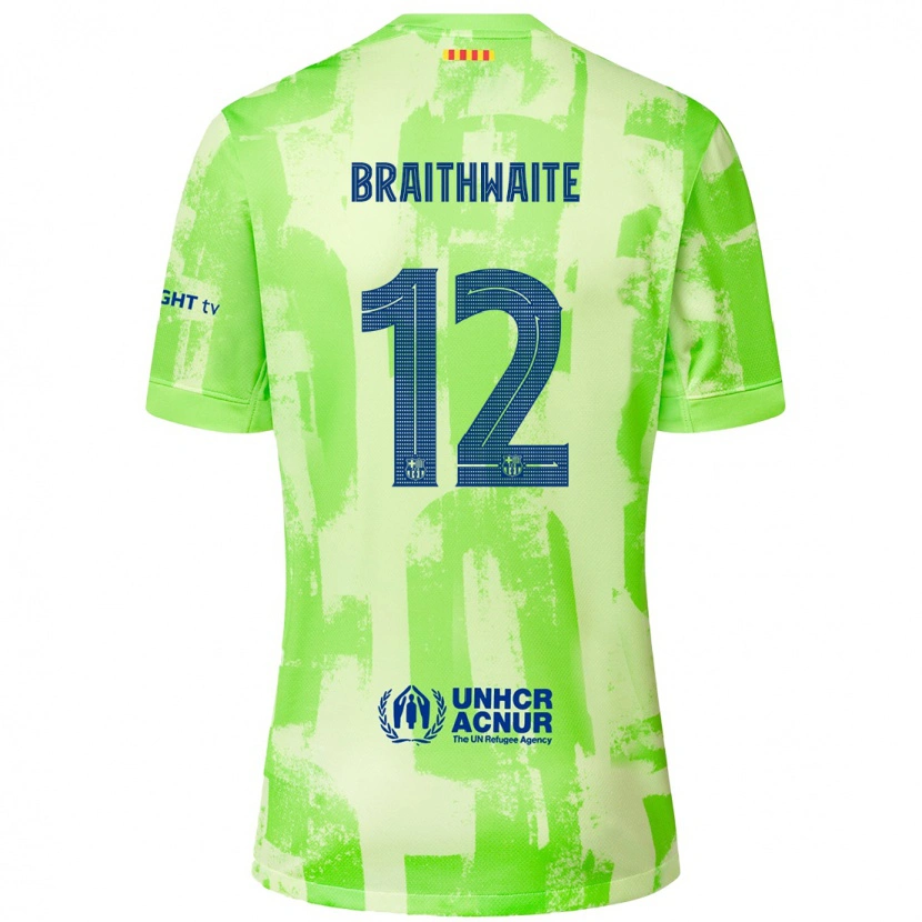 Danxen Enfant Maillot Martin Braithwaite #12 Citron Vert Troisieme 2024/25 T-Shirt