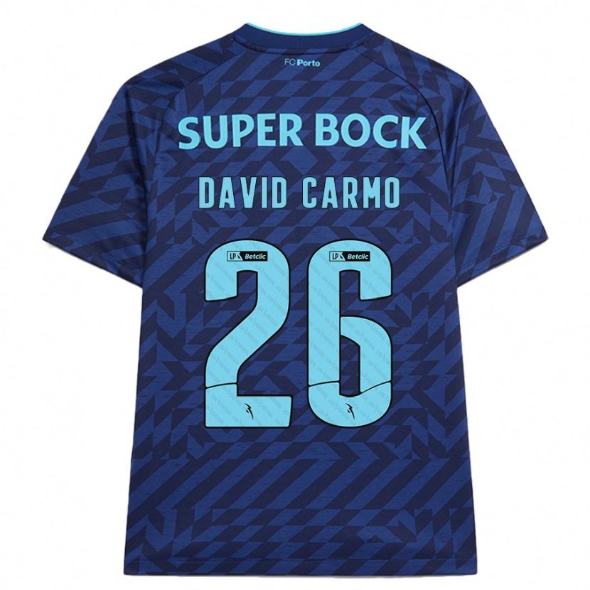 Danxen Enfant Maillot David Carmo #26 Bleu Marine Troisieme 2024/25 T-Shirt