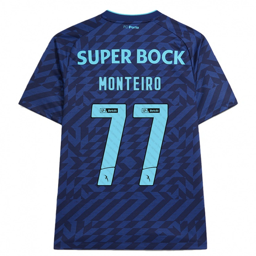 Danxen Enfant Maillot Rui Monteiro #77 Bleu Marine Troisieme 2024/25 T-Shirt