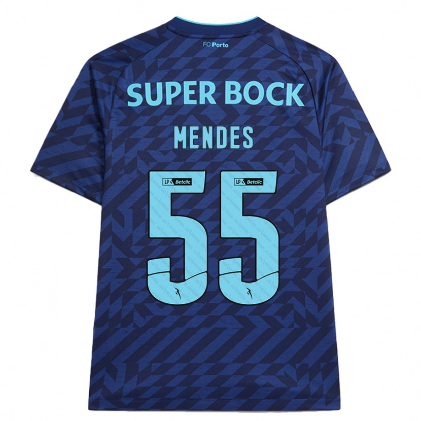 Danxen Enfant Maillot João Mendes #55 Bleu Marine Troisieme 2024/25 T-Shirt