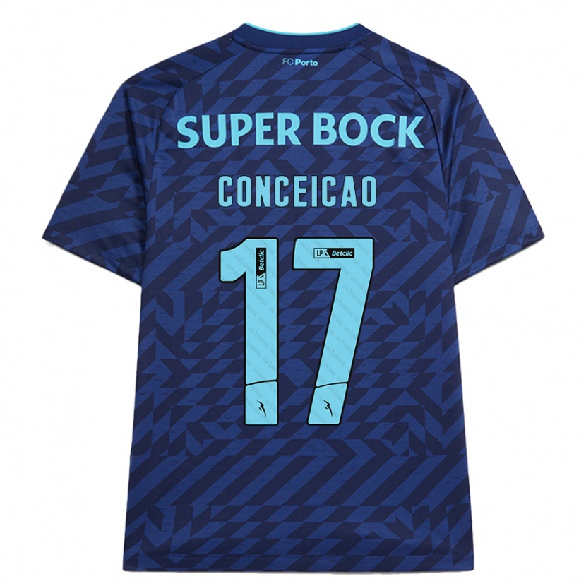 Danxen Enfant Maillot Rodrigo Conceicao #17 Bleu Marine Troisieme 2024/25 T-Shirt