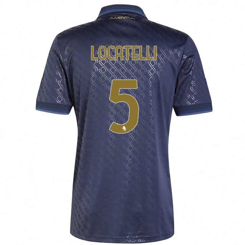 Danxen Enfant Maillot Manuel Locatelli #5 Bleu Marine Troisieme 2024/25 T-Shirt