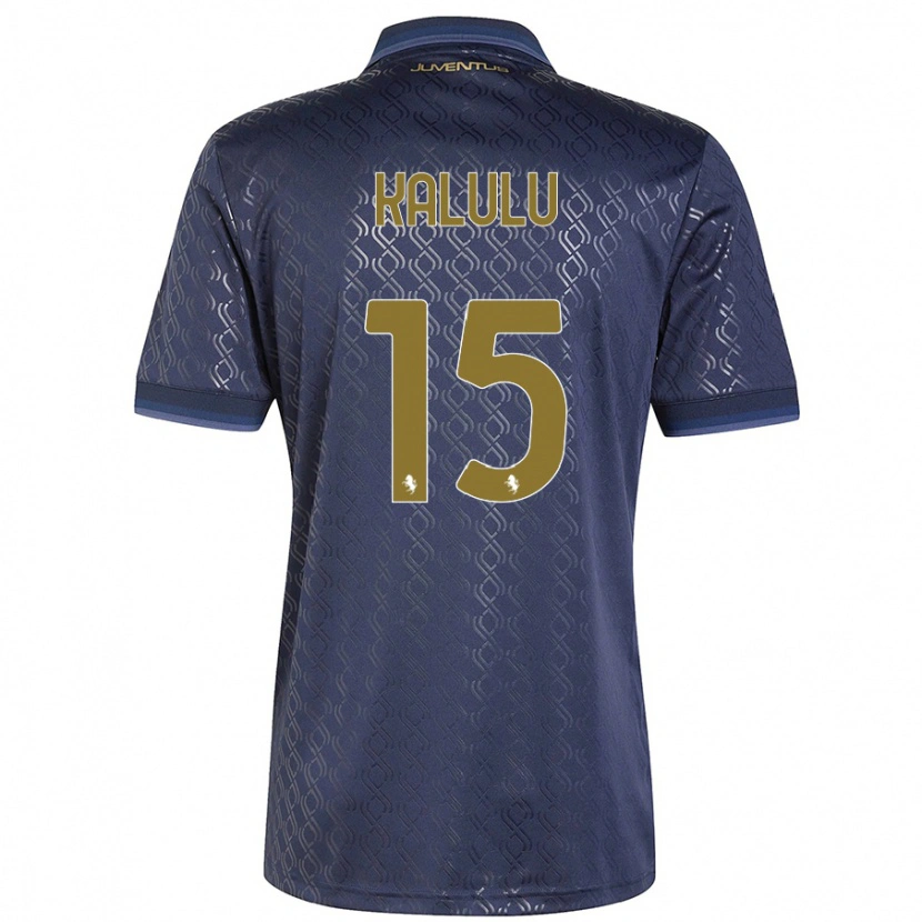 Danxen Enfant Maillot Pierre Kalulu #15 Bleu Marine Troisieme 2024/25 T-Shirt