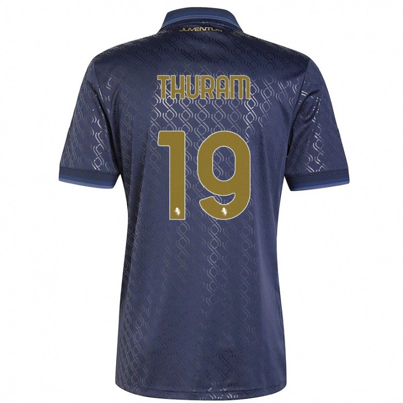 Danxen Enfant Maillot Khéphren Thuram #19 Bleu Marine Troisieme 2024/25 T-Shirt