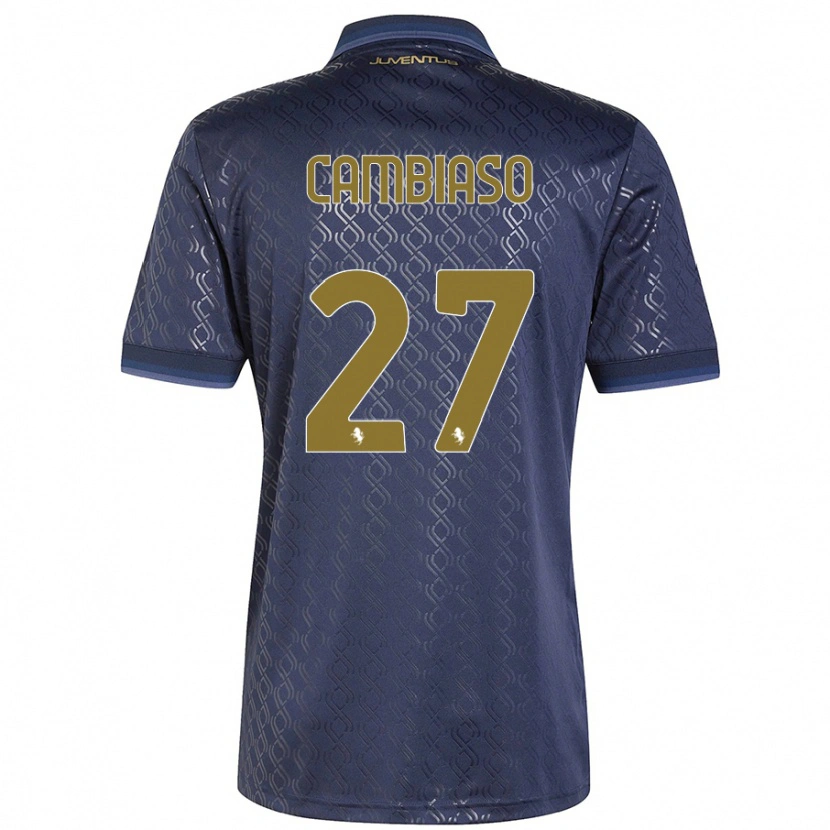 Danxen Enfant Maillot Andrea Cambiaso #27 Bleu Marine Troisieme 2024/25 T-Shirt