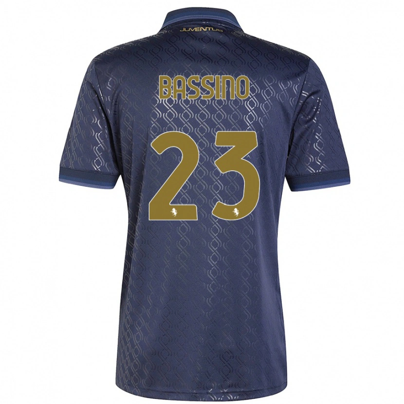 Danxen Enfant Maillot Alessandro Bassino #23 Bleu Marine Troisieme 2024/25 T-Shirt