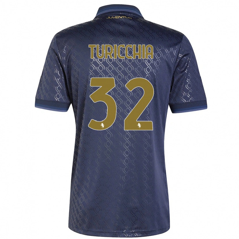 Danxen Enfant Maillot Riccardo Turicchia #32 Bleu Marine Troisieme 2024/25 T-Shirt