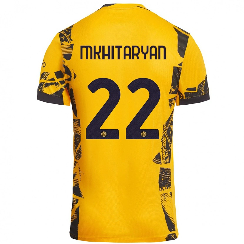 Danxen Enfant Maillot Henrikh Mkhitaryan #22 Doré Noir Troisieme 2024/25 T-Shirt