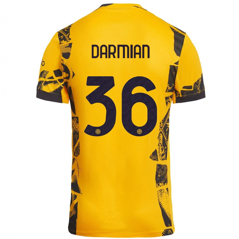 Danxen Enfant Maillot Matteo Darmian #36 Doré Noir Troisieme 2024/25 T-Shirt