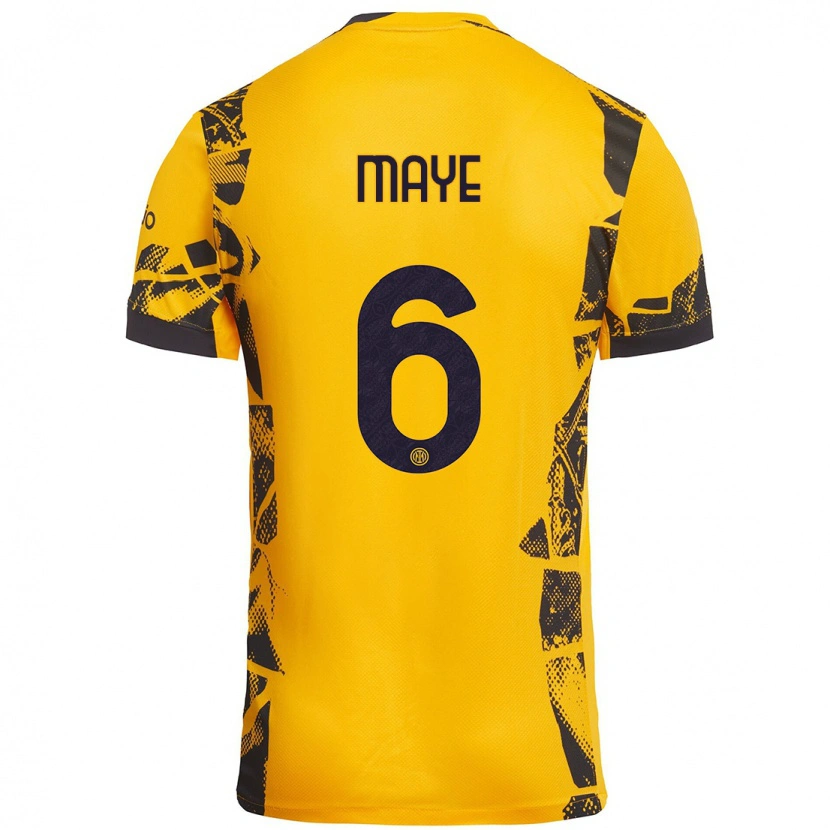 Danxen Enfant Maillot Yvan Maye #6 Doré Noir Troisieme 2024/25 T-Shirt