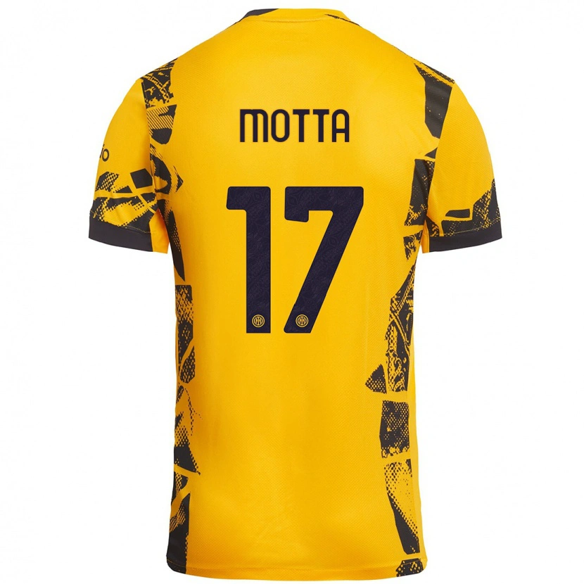 Danxen Enfant Maillot Matteo Motta #17 Doré Noir Troisieme 2024/25 T-Shirt