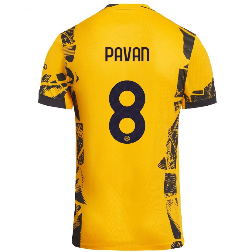 Danxen Enfant Maillot Matilde Pavan #8 Doré Noir Troisieme 2024/25 T-Shirt