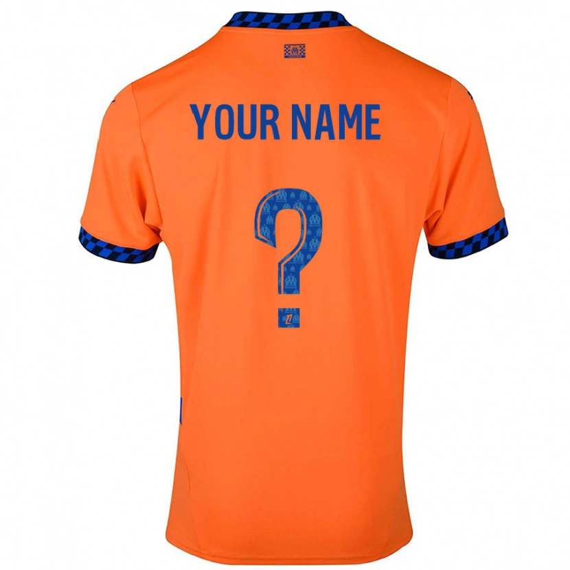 Danxen Enfant Maillot Votre Nom #0 Orange Bleu Foncé Troisieme 2024/25 T-Shirt