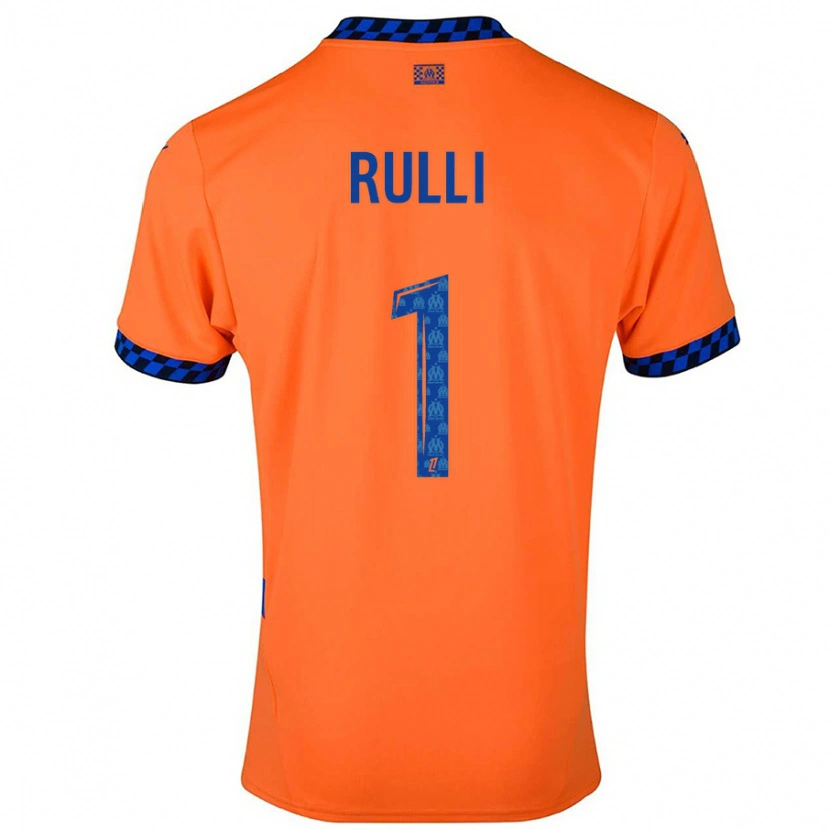 Danxen Enfant Maillot Gerónimo Rulli #1 Orange Bleu Foncé Troisieme 2024/25 T-Shirt