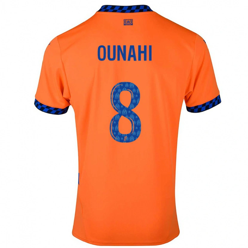 Danxen Enfant Maillot Azzedine Ounahi #8 Orange Bleu Foncé Troisieme 2024/25 T-Shirt