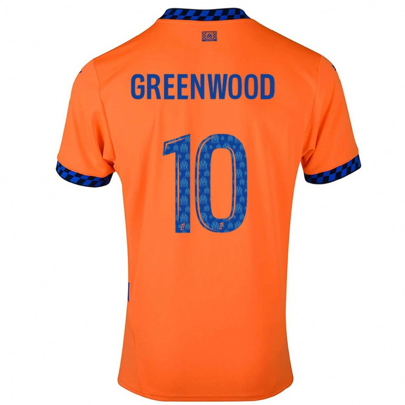 Danxen Enfant Maillot Mason Greenwood #10 Orange Bleu Foncé Troisieme 2024/25 T-Shirt