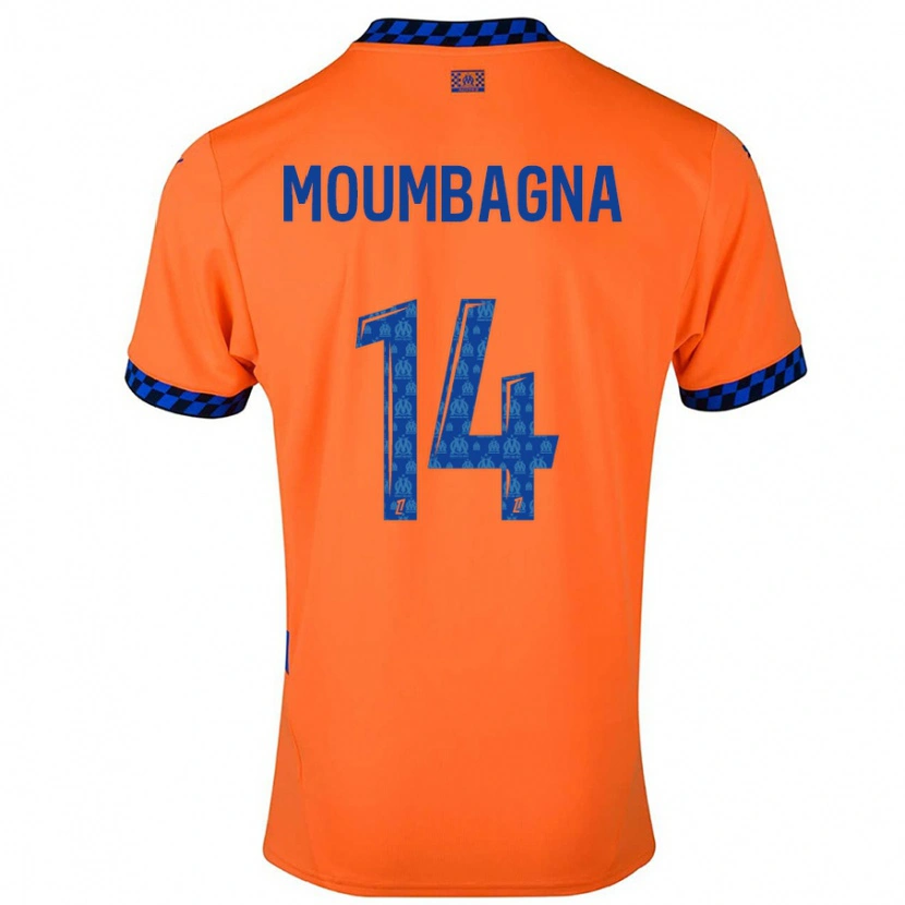 Danxen Enfant Maillot Faris Moumbagna #14 Orange Bleu Foncé Troisieme 2024/25 T-Shirt