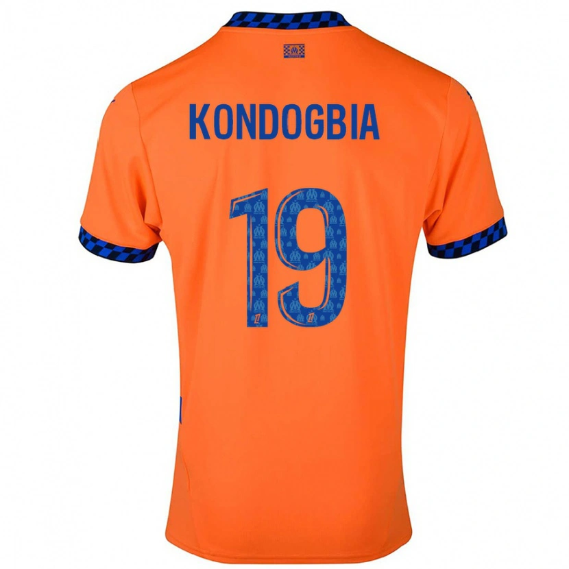 Danxen Enfant Maillot Geoffrey Kondogbia #19 Orange Bleu Foncé Troisieme 2024/25 T-Shirt