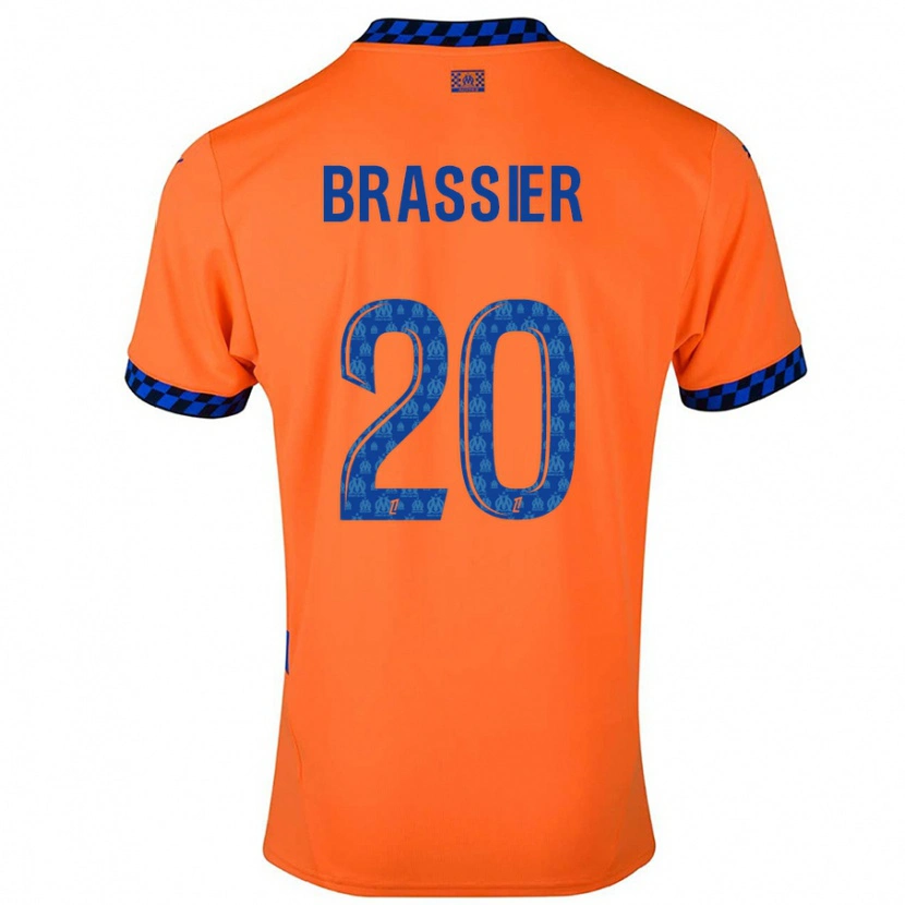 Danxen Enfant Maillot Lilian Brassier #20 Orange Bleu Foncé Troisieme 2024/25 T-Shirt