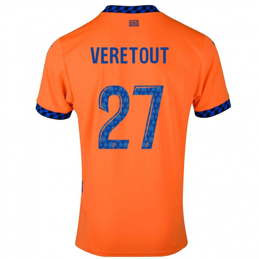 Danxen Enfant Maillot Jordan Veretout #27 Orange Bleu Foncé Troisieme 2024/25 T-Shirt