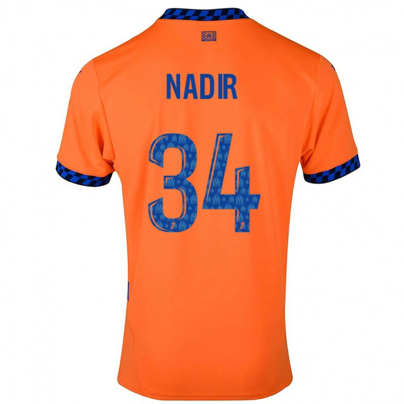 Danxen Enfant Maillot Bilal Nadir #34 Orange Bleu Foncé Troisieme 2024/25 T-Shirt