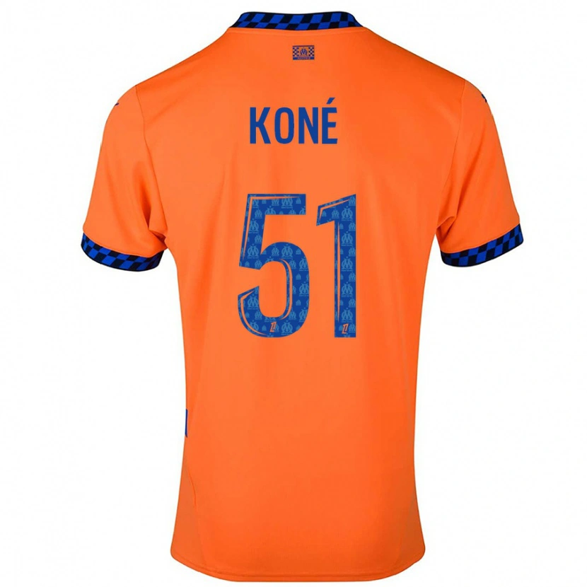 Danxen Enfant Maillot Ismaël Koné #51 Orange Bleu Foncé Troisieme 2024/25 T-Shirt