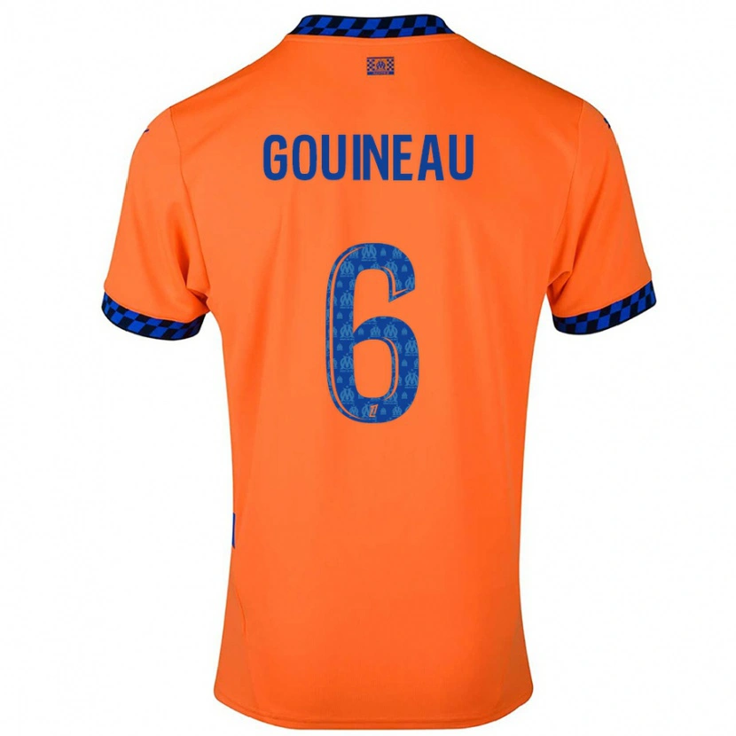 Danxen Enfant Maillot Coline Gouineau #6 Orange Bleu Foncé Troisieme 2024/25 T-Shirt