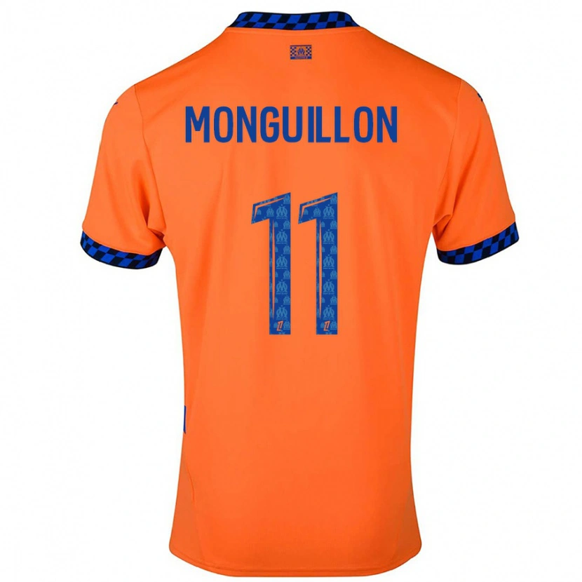 Danxen Enfant Maillot Coralie Monguillon #11 Orange Bleu Foncé Troisieme 2024/25 T-Shirt