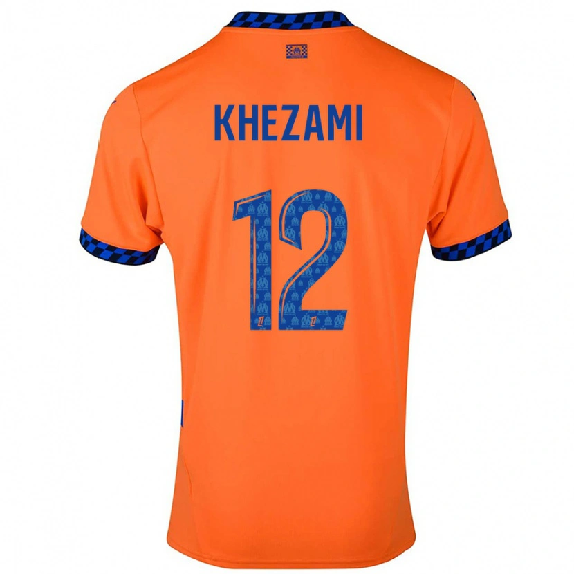 Danxen Enfant Maillot Roselène Khezami #12 Orange Bleu Foncé Troisieme 2024/25 T-Shirt