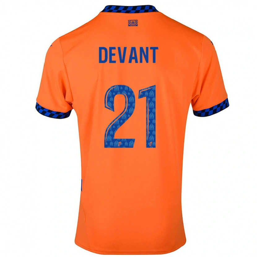 Danxen Enfant Maillot Caroline Devant #21 Orange Bleu Foncé Troisieme 2024/25 T-Shirt