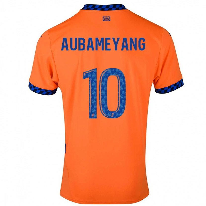 Danxen Enfant Maillot Pierre-Emerick Aubameyang #10 Orange Bleu Foncé Troisieme 2024/25 T-Shirt