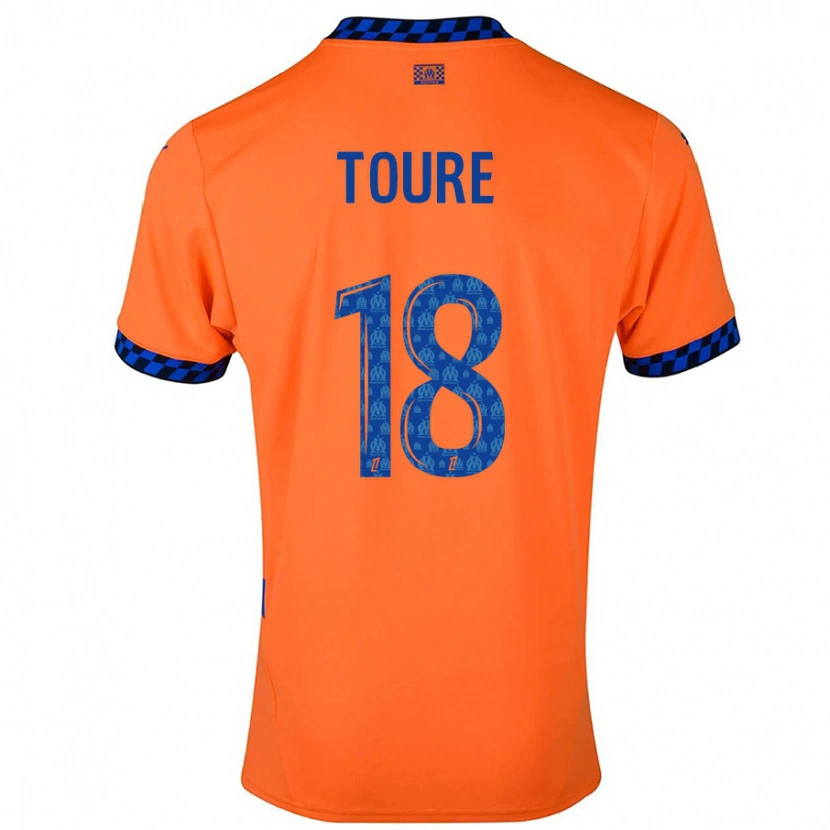 Danxen Enfant Maillot Isaak Toure #18 Orange Bleu Foncé Troisieme 2024/25 T-Shirt