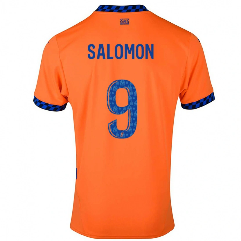 Danxen Enfant Maillot Maeva Salomon #9 Orange Bleu Foncé Troisieme 2024/25 T-Shirt