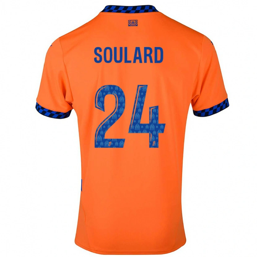 Danxen Enfant Maillot Amandine Soulard #24 Orange Bleu Foncé Troisieme 2024/25 T-Shirt