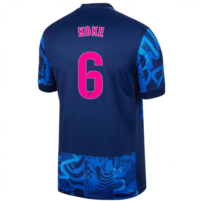 Danxen Enfant Maillot Koke #6 Bleu Royal Troisieme 2024/25 T-Shirt