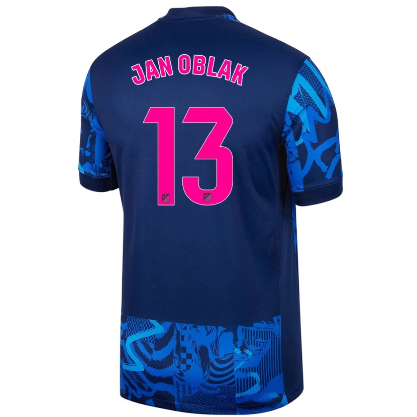 Danxen Enfant Maillot Jan Oblak #13 Bleu Royal Troisieme 2024/25 T-Shirt