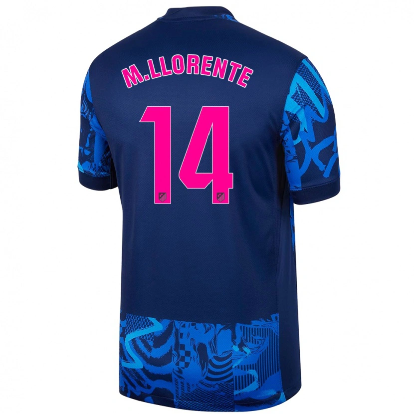 Danxen Enfant Maillot Marcos Llorente #14 Bleu Royal Troisieme 2024/25 T-Shirt