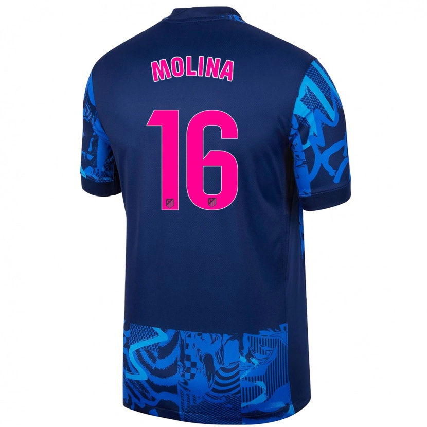 Danxen Enfant Maillot Nahuel Molina #16 Bleu Royal Troisieme 2024/25 T-Shirt