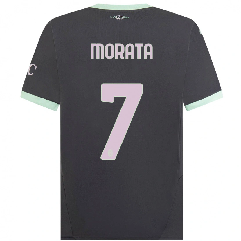 Danxen Enfant Maillot Álvaro Morata #7 Gris Troisieme 2024/25 T-Shirt