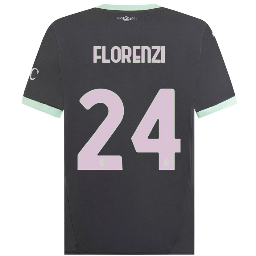 Danxen Enfant Maillot Alessandro Florenzi #24 Gris Troisieme 2024/25 T-Shirt