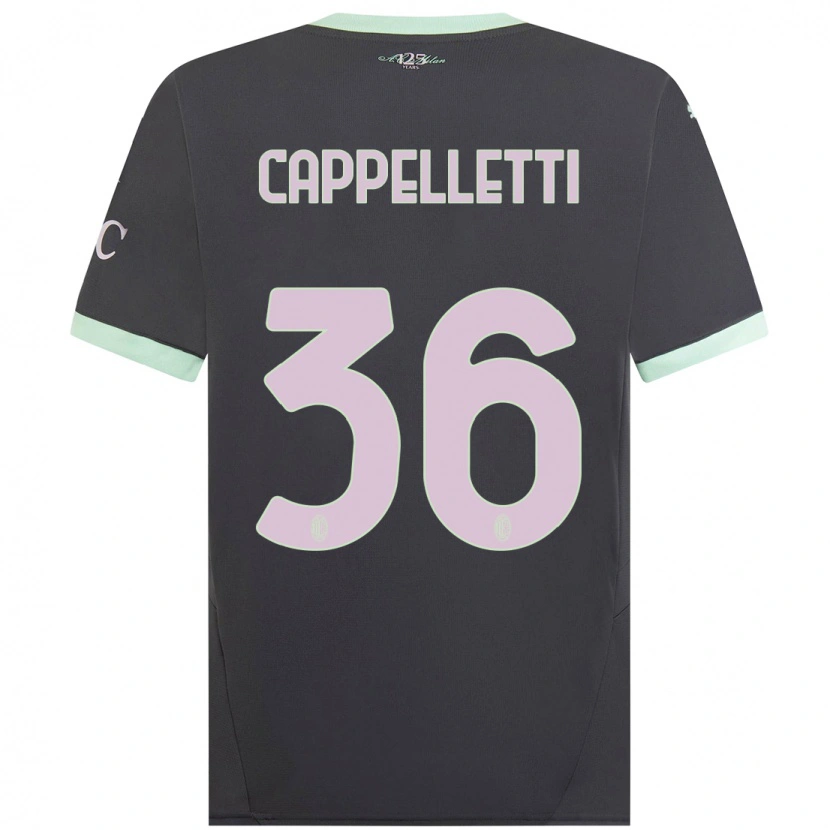 Danxen Enfant Maillot Mattia Cappelletti #36 Gris Troisieme 2024/25 T-Shirt