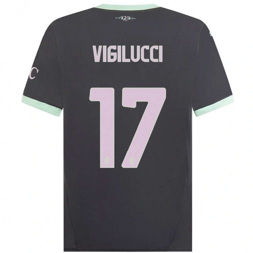 Danxen Enfant Maillot Valery Vigilucci #17 Gris Troisieme 2024/25 T-Shirt