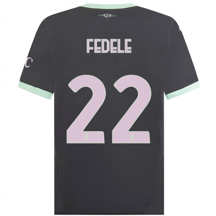 Danxen Enfant Maillot Noemi Fedele #22 Gris Troisieme 2024/25 T-Shirt