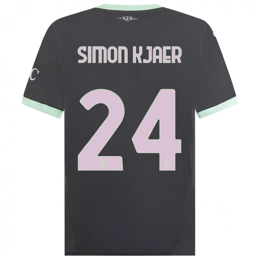 Danxen Enfant Maillot Simon Kjaer #24 Gris Troisieme 2024/25 T-Shirt